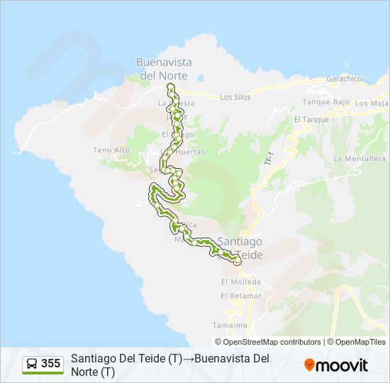 Mapa de 355 de autobús