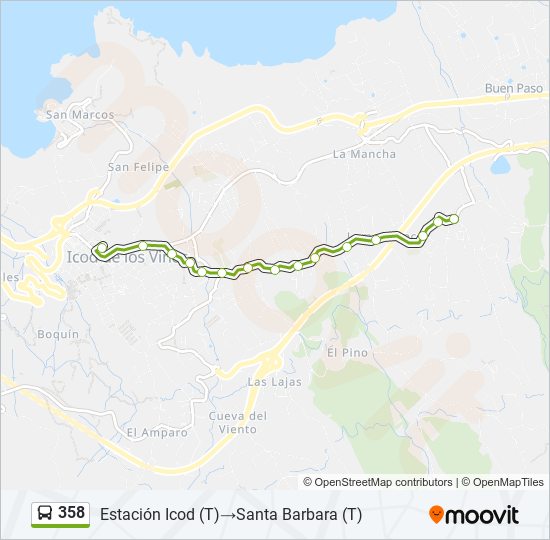 Mapa de 358 de autobús
