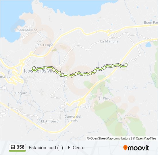 358 bus Mapa de línia