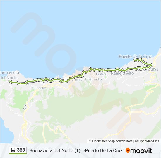 Mapa de 363 de autobús