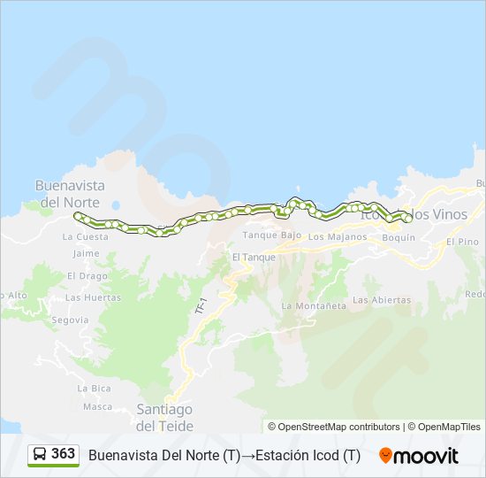 Mapa de 363 de autobús