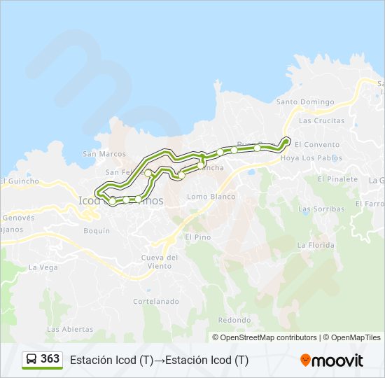 Mapa de 363 de autobús