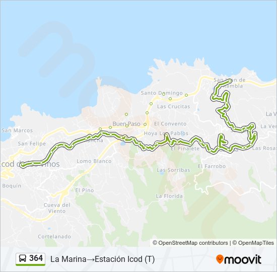 364 bus Mapa de línia