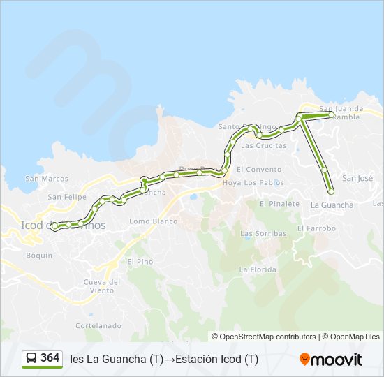 Mapa de 364 de autobús