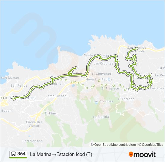Mapa de 364 de autobús