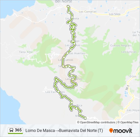 Mapa de 365 de autobús