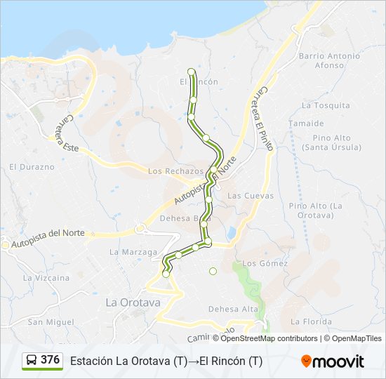 Mapa de 376 de autobús