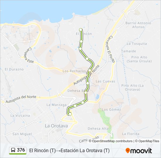 Mapa de 376 de autobús