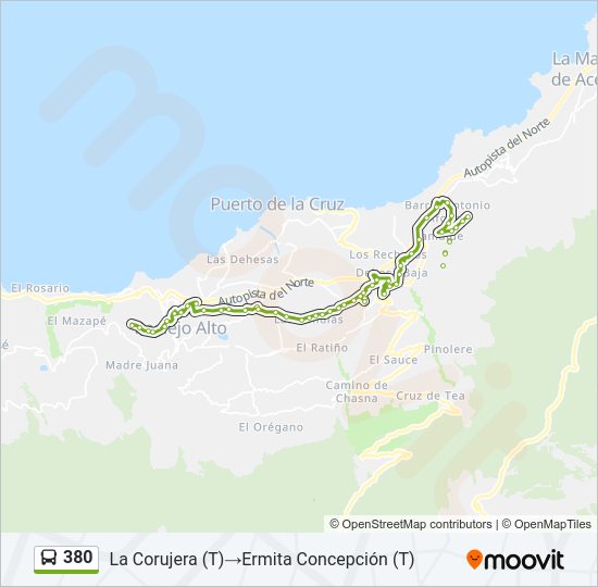 Mapa de 380 de autobús