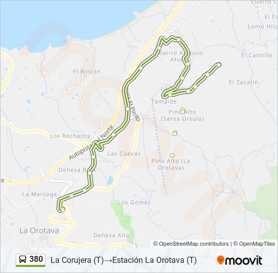 Mapa de 380 de autobús