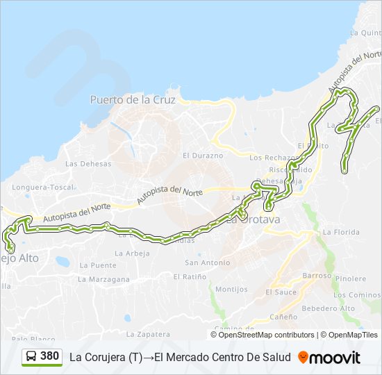 Mapa de 380 de autobús