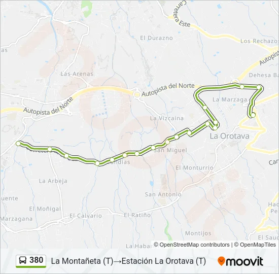 380 Bus Line Map