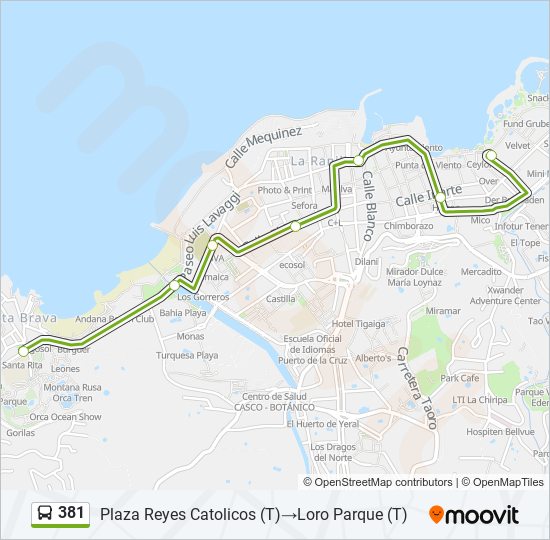 Mapa de 381 de autobús