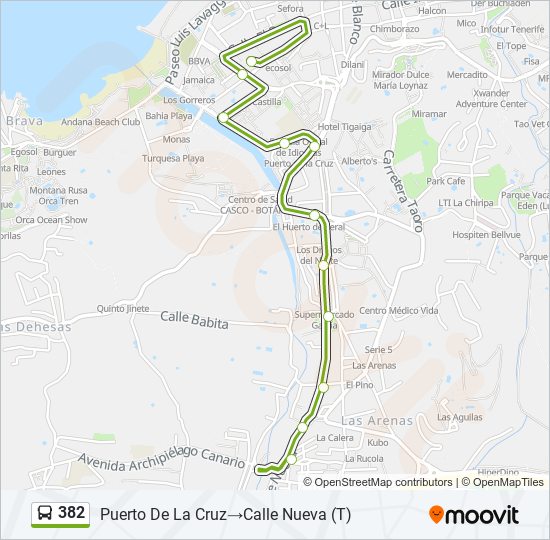 Mapa de 382 de autobús