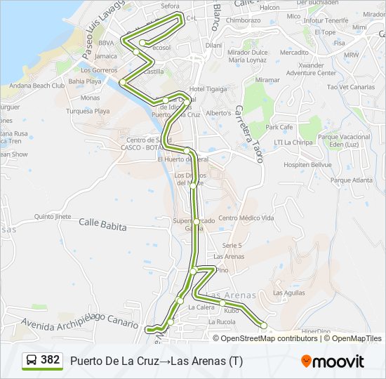 Mapa de 382 de autobús