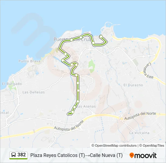 382 Bus Line Map