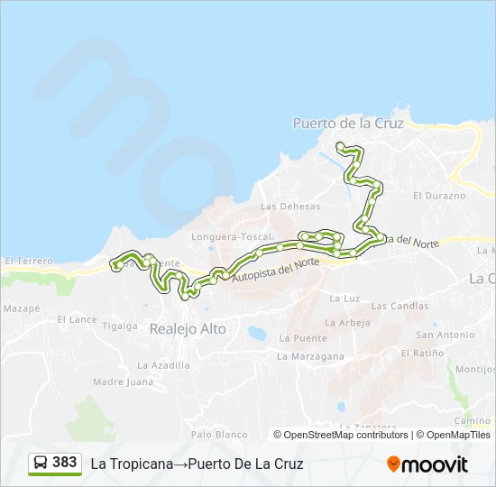 383 Bus Line Map
