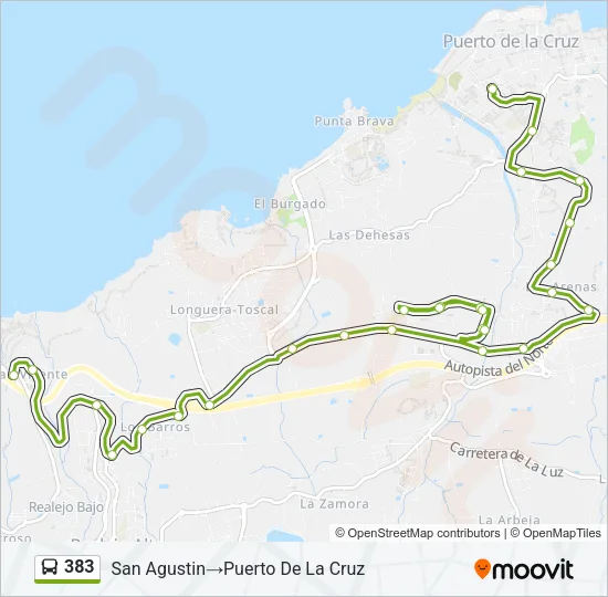 383 Bus Line Map