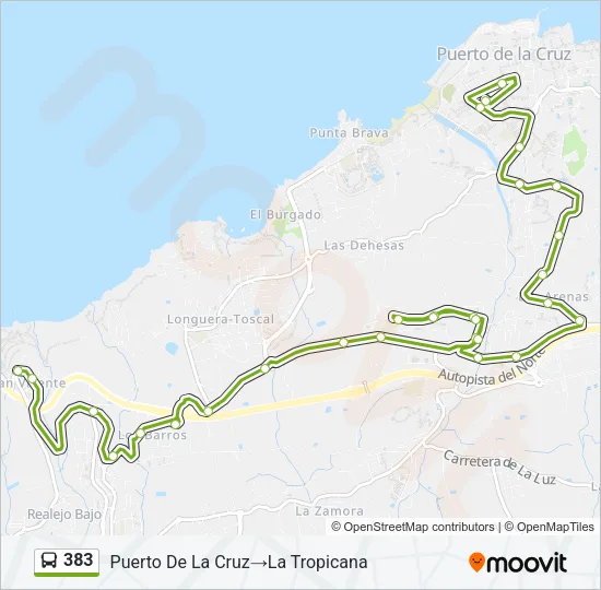 383 Bus Line Map
