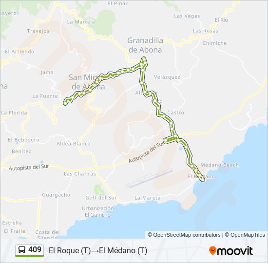 Mapa de 409 de autobús