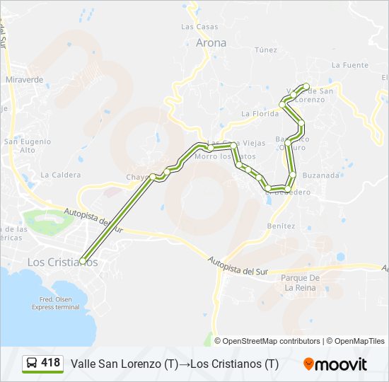 418 bus Mapa de línia