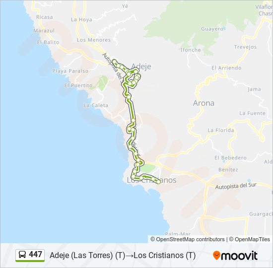 Mapa de 447 de autobús