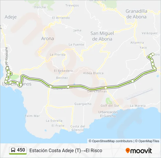 Mapa de 450 de autobús