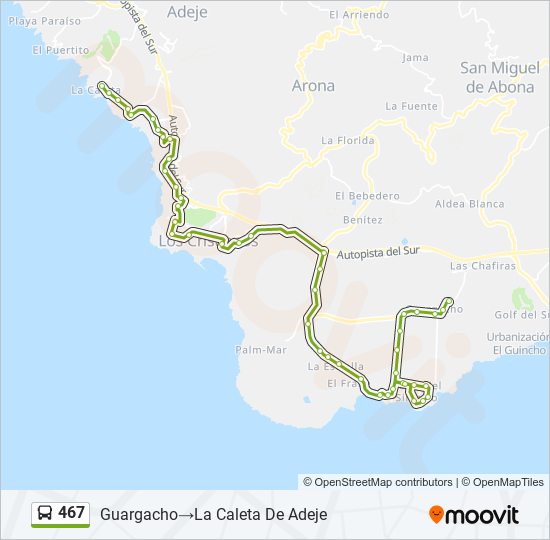 Mapa de 467 de autobús