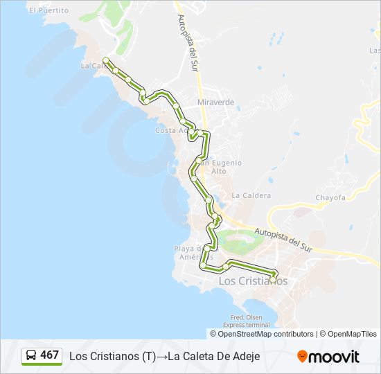 Mapa de 467 de autobús