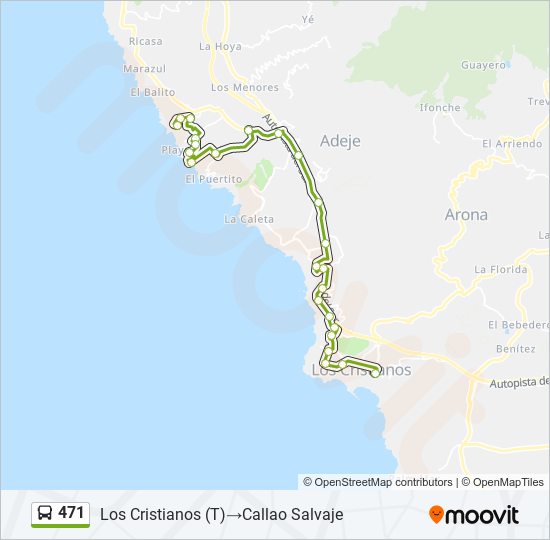 Mapa de 471 de autobús