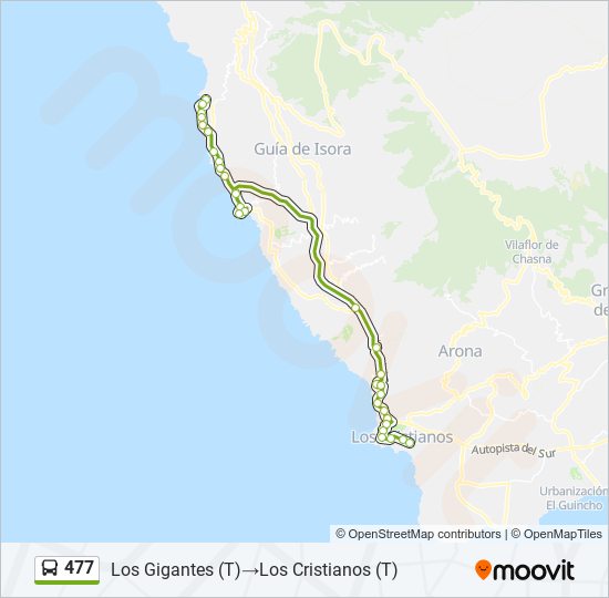 Mapa de 477 de autobús