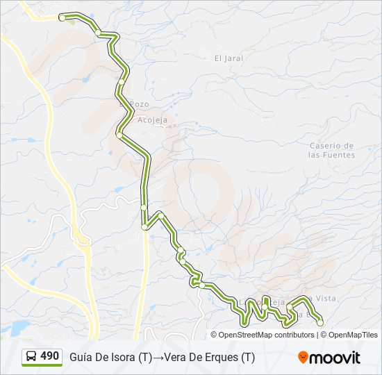 Mapa de 490 de autobús