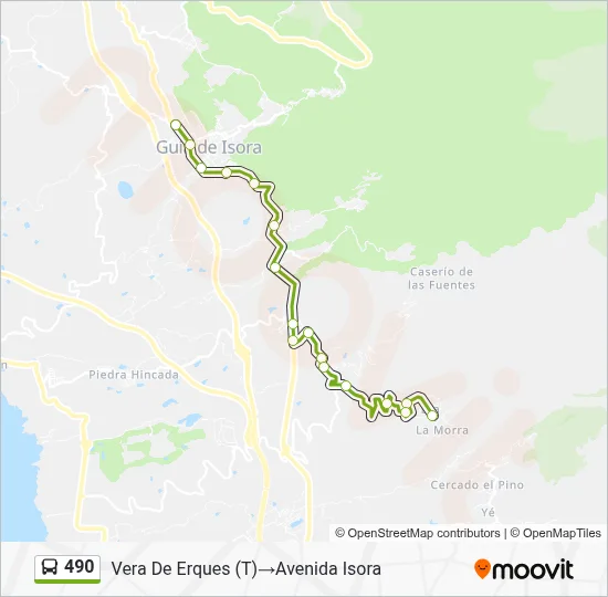 490 Route: Schedules, Stops & Maps - Vera De Erques (T)‎→Avenida Isora ...