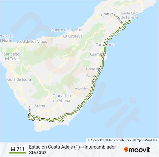 Mapa de 711 de autobús