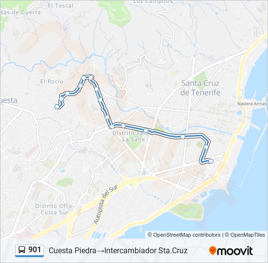 Mapa de 901 de autobús
