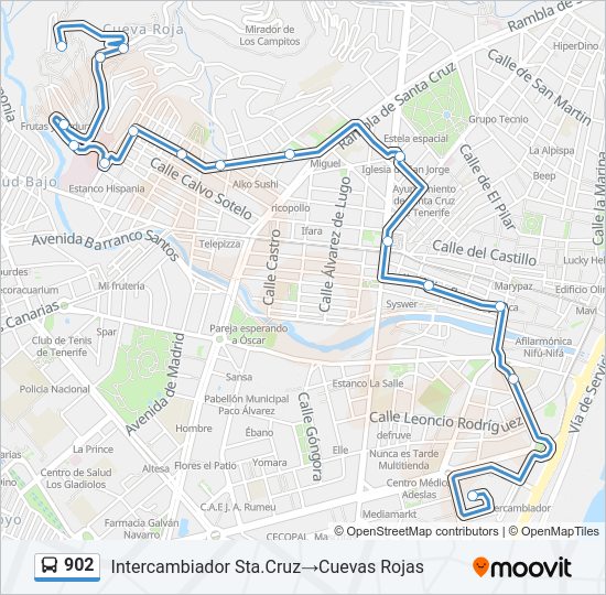 Mapa de 902 de autobús