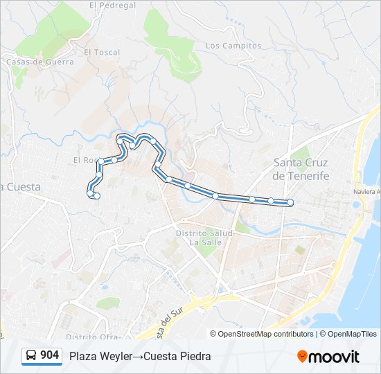 Mapa de 904 de autobús