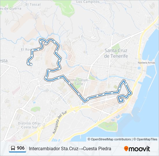 906 bus Mapa de línia