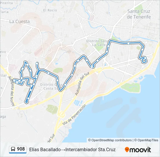 908 Bus Line Map