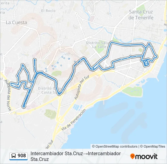 908 Bus Line Map