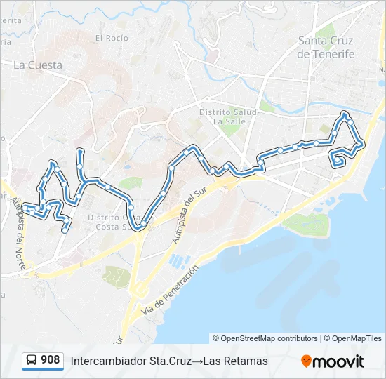 908 Bus Line Map