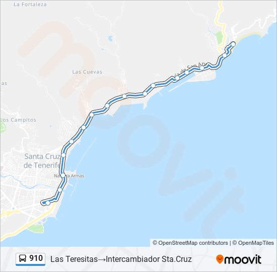 910 bus Mapa de línia