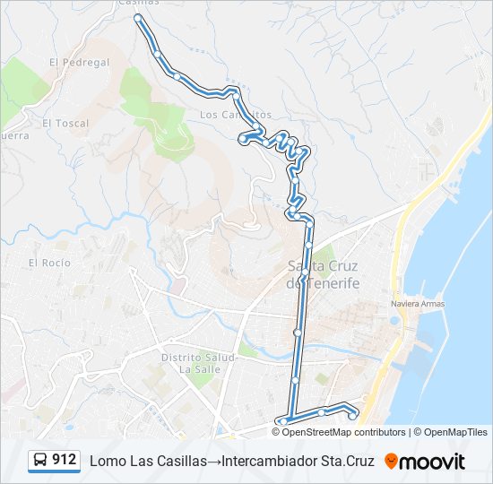 Mapa de 912 de autobús