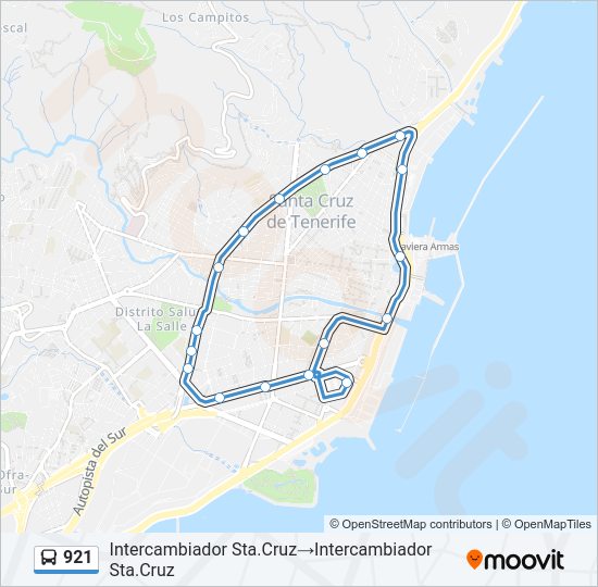 Mapa de 921 de autobús