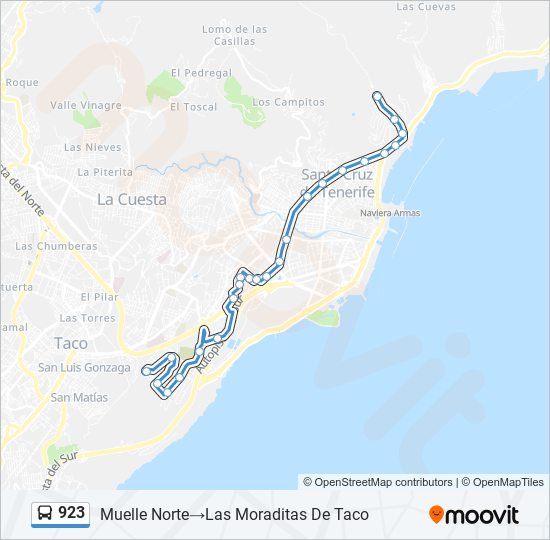 Mapa de 923 de autobús