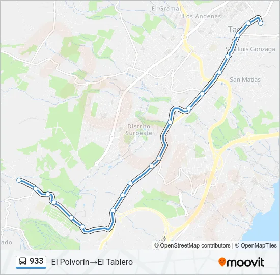 933 Bus Line Map