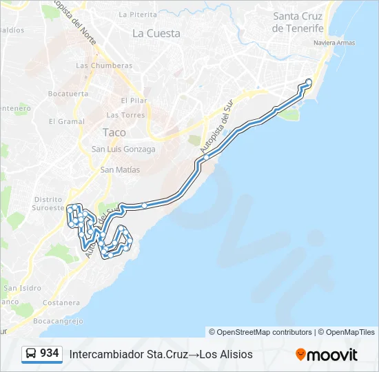 934 Bus Line Map