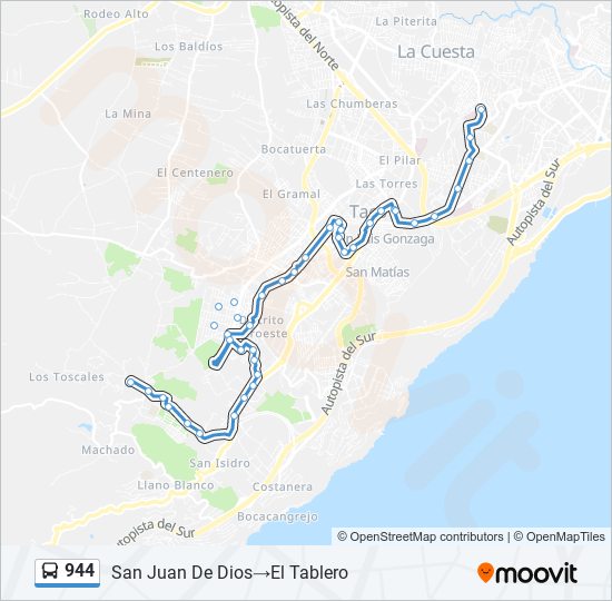 Mapa de 944 de autobús