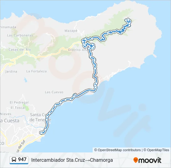 947 Bus Line Map