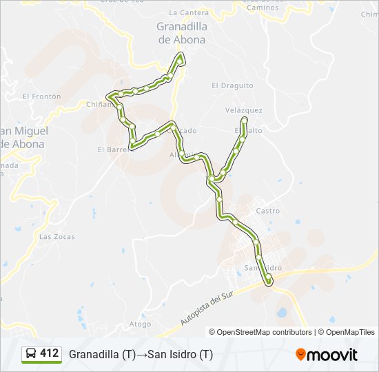 San Isidro Tenerife Map 412 Route: Schedules, Stops & Maps - Granadilla (T)‎→San Isidro (T)  (Updated)